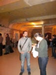 nella foto Matteo Fato e Marinane Lanavère Direttrice La Galerie Centre d’art contemporain Disegni che sublimano in video. A Parigi residenza d’artista e mostra chez Dena Foundation per Matteo Fato, ecco le immagini