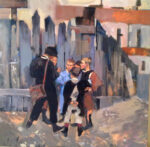 Benny Chirco Cortile olio su tela 92x92 cm courtesy A Palazzo Gallery Brescia Installazioni come dipinti. A Brescia