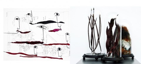 Opere di Carol Rama e a sinistra Guerzoni Una White Cube del ‘500. È nel nobile Palazzo Caetani il nuovo dspazio romano Palazzetto Art Gallery