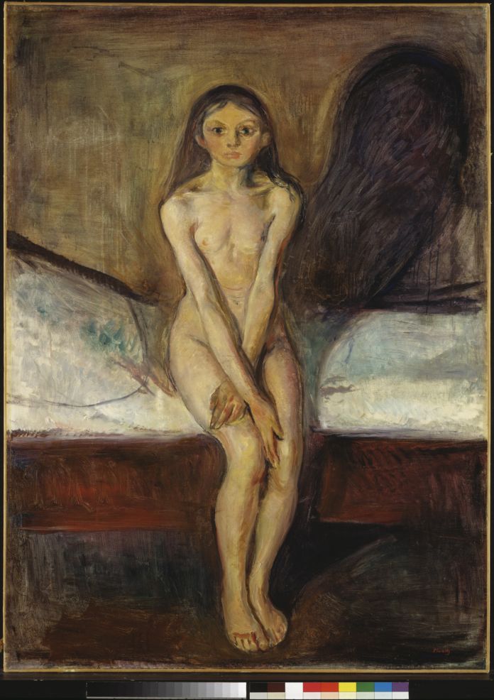Edvard Munch, La pubertà, 1894-95, olio su tela, 151,5×110 cm. Galleria nazionale, Oslo
