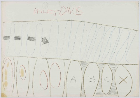 Gastone Novelli Miles Davis 1961 matita matita grassa pastelli e olio su cartoncino 70 x 998 cm Una fondazione tra arte e jazz. A Roma