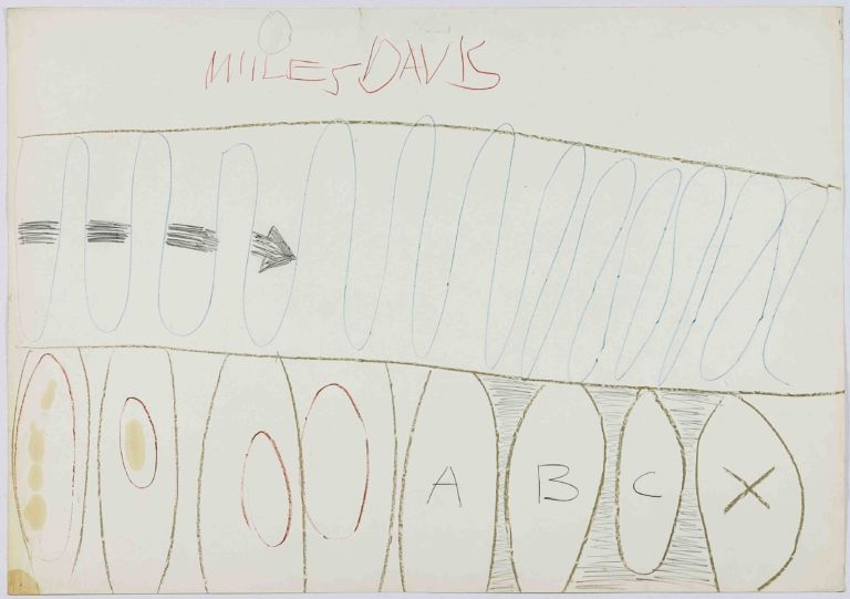 Gastone Novelli Miles Davis 1961 matita matita grassa pastelli e olio su cartoncino 70 x 998 cm Una fondazione tra arte e jazz. A Roma