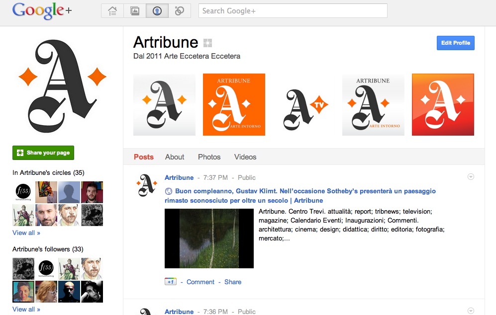 Social network al completo. Dopo Facebook e Twitter, Artribune sbarca anche su Google+. Nessuna scusa per non seguirci, dunque…