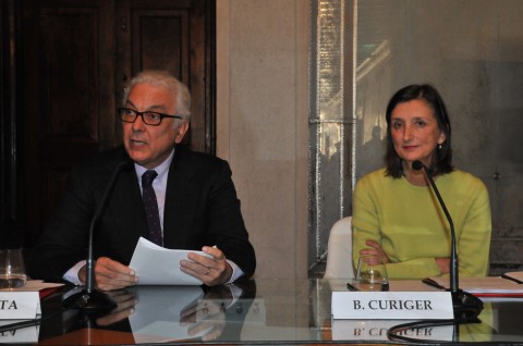 Paolo Baratta e Bice Curiger durante la conferenza stampa È il Curiger&Baratta day: chiude la Biennale di Venezia, con 440mila visitatori e una marea di record