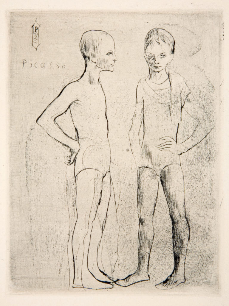 I due saltimbanchi incisione a puntasecca marzo 1905 I saltimbanchi di Picasso approdano a Genova