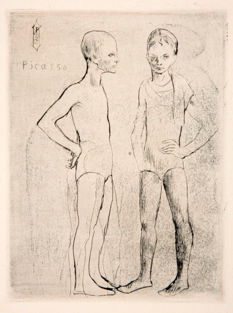 I due saltimbanchi incisione a puntasecca marzo 1905 I saltimbanchi di Picasso approdano a Genova