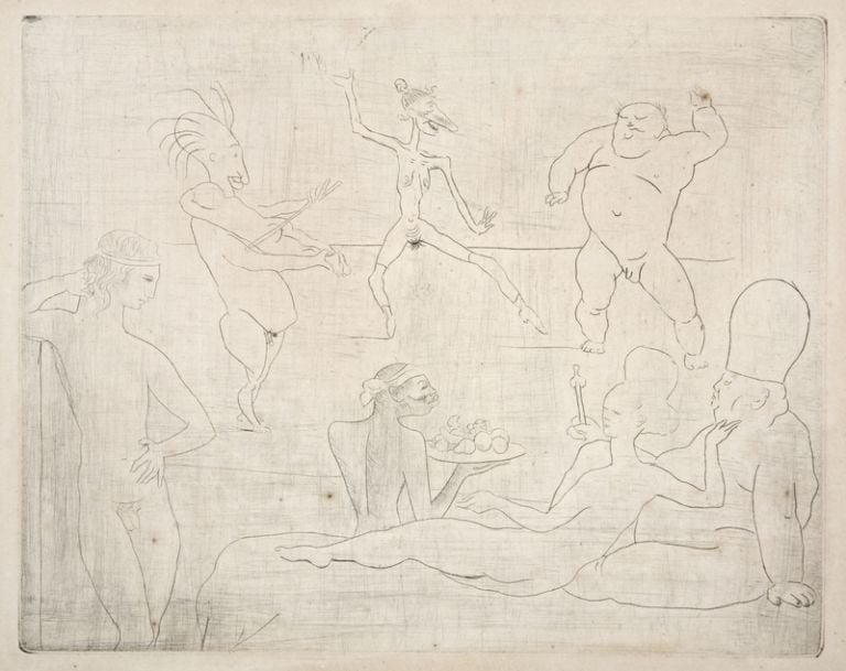 La danza incisione a puntasecca 1905 I saltimbanchi di Picasso approdano a Genova