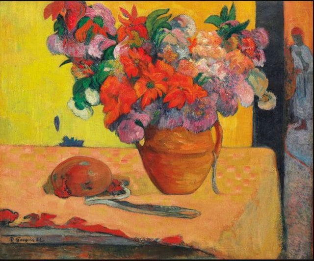 Paul Gaugin, Fleurs dans un vase, 1890 ca. Photo via Wikimedia