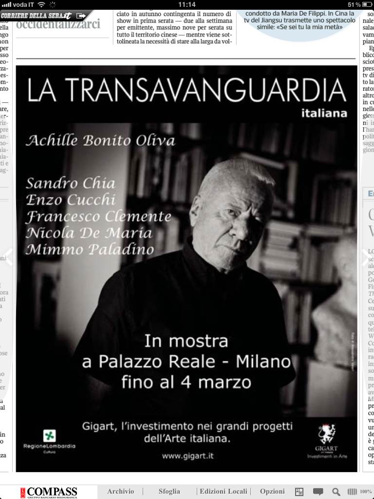 La mostra sulla Transavanguardia a Milano e quella strana pubblicità sul Corriere della Sera. Chi ci aiuta a comprendere il piccolo enigma della Befana?