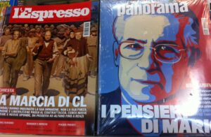 Espresso con cover in stile Pellizza, Panorama in stile Shepard Farey: ma quanto sono artsy i newsmagazines italiani usciti questo venerdì?