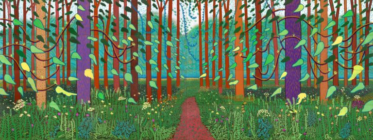 5.The Arrival of Spring in Woldgate East Yorkshire 2011 twenty eleven Oil on 32 canvases each 91x122 cm. one of a 52 part work Courtesy of the Artist Alla ricerca del più grande pittore inglese vivente