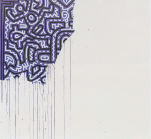 Keith Haring Unfinished painting 1989 “Gli Imperdibili” della settimana. La mancia di Damien Hirst, le correnti di Van Gogh e la casa suonabile di Doug Aitken. Ma anche la storia del pesce d’aprile