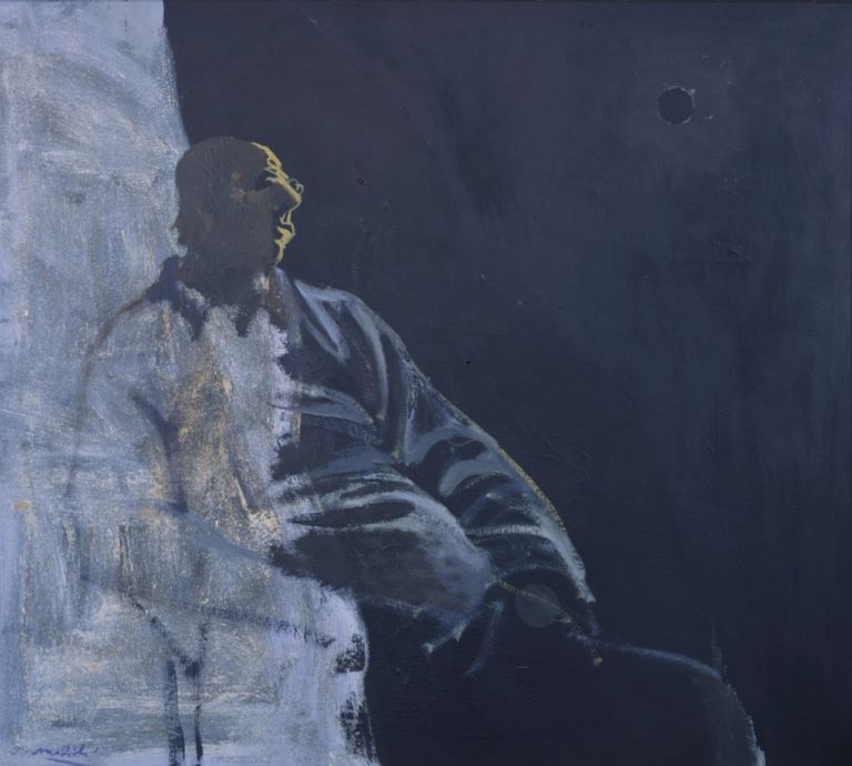 1 Carlo Mattioli Autoritratto al chiaro di luna 1971 olio su tela cm 70x80 Collezione Privata Mattioli e Morandi: un dialogo nel tempo
