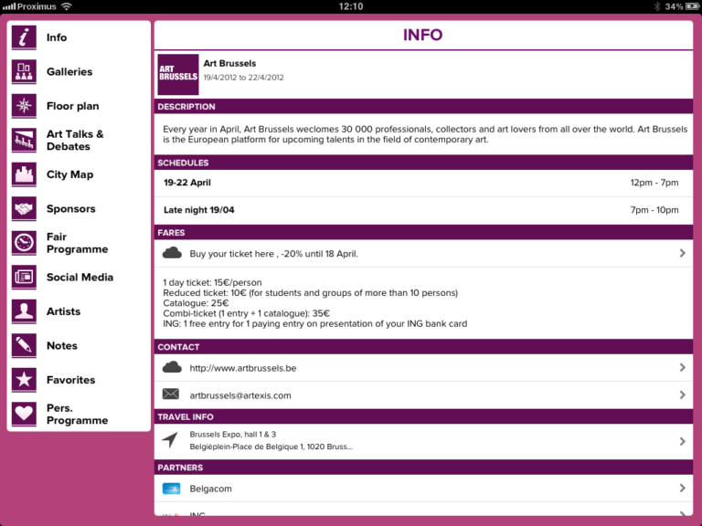 Art Brussels app 3 Brussel Updates: per la trentesima edizione la fiera Art Brussels sfoggia una app da primato (e da copiare). Pratica e usabilissima per visitatori, espositori e collezionisti