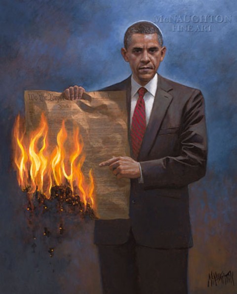 Jon McNaughton One Nation Under Socialism foto Jon McNaughton Art Digest: Obama piromane su tela. Free Piazza Tahrir, ma attenti ai massi. Titanic versione macabro trash