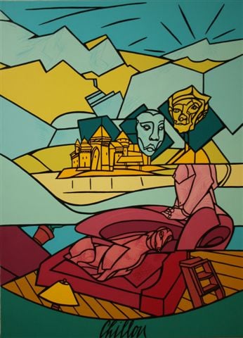 ADAMI Il castello chillou acrilico su tela 147x114 cm Adami torna alle origini