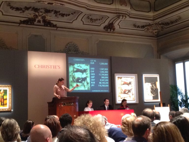 Christie’s Milano 11 Missione compiuta. Anche Christie’s tiene alto il livello di Arte Moderna e Contemporanea sulla piazza milanese, con un Burri da record per l’Italia