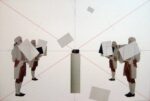 GIULIO PAOLINI dal Trionfo della rappresentazione tre tavole litografiche matita su carta collage 1986 3¯ tavola Costa Crociere: l'arte oltre l'immagine