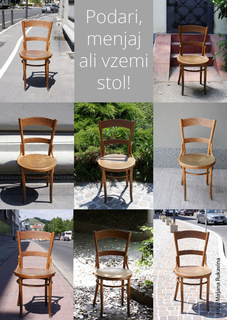 Donate exchange or take a chair Maribor1 Public art, da Londra a Maribor. Arrivano in Slovenia, guidati da Martin Romeo, gli studenti del Central Saint Martins College. Ecco come rivitalizzare una città… Mettendola a sedere