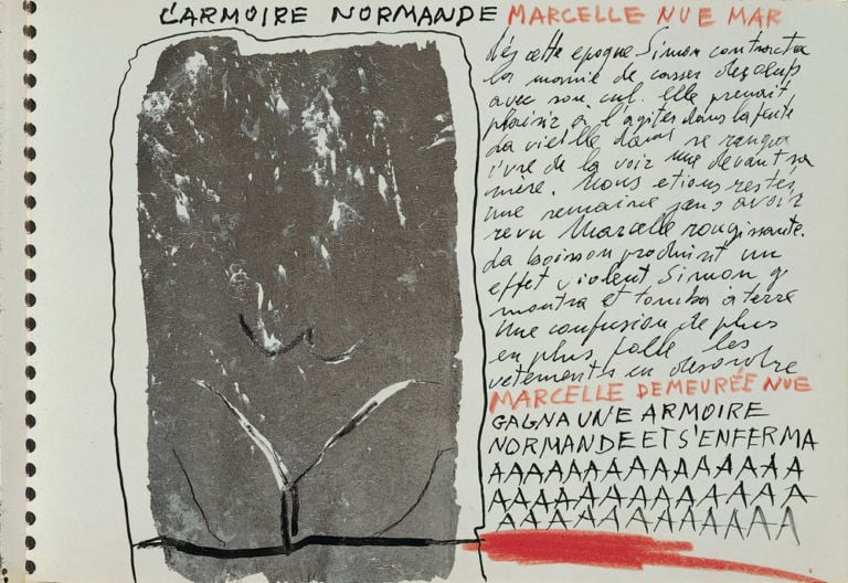 L’armoire normande 1962 foglio n. 7 del libro unico per lillustrazione di Histoire de l’oeil di Georges Bataille. Milano collezione Giorgio Cappricci Novelli, antropologo del segno