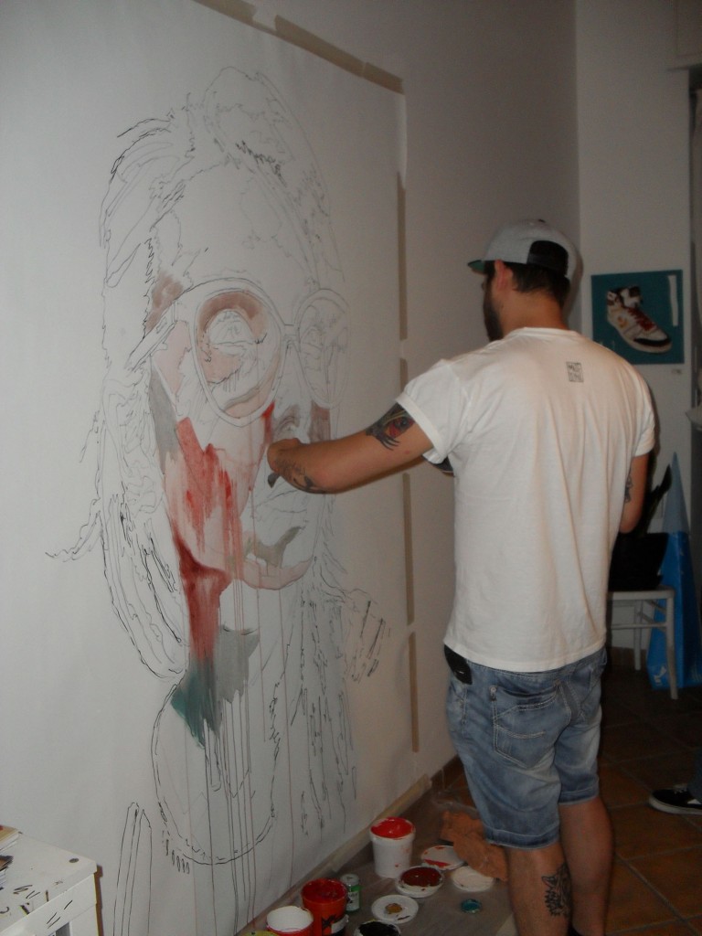 Live Painting di Max Petrone All Night LOV a Torino. Una notte di studi aperti alla Vanchiglia. Musica, performance e il lancio di Artismap, guida turistica online per artisti. Tutte le foto