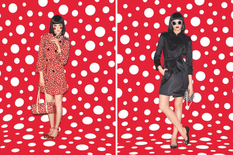 lvkusama08 La febbre dei pois. Yayoi Kusama stilista per Louis Vuitton. Quando sandali, minigonne e trench diventano opere d’arte. Look per art lovers, con il vizio del fashion. Ecco le foto