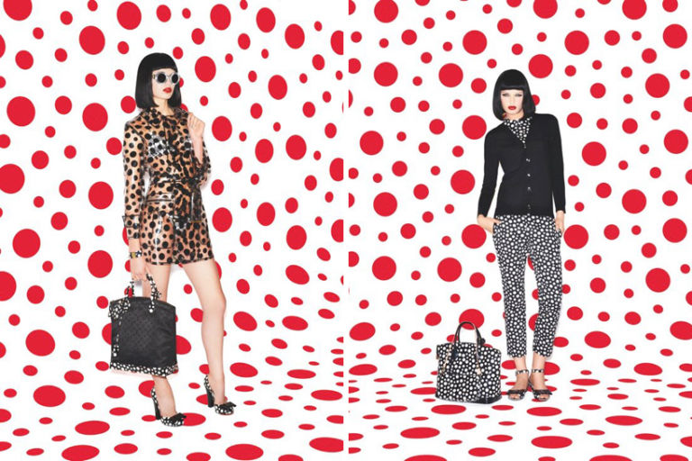 lvkusama10 La febbre dei pois. Yayoi Kusama stilista per Louis Vuitton. Quando sandali, minigonne e trench diventano opere d’arte. Look per art lovers, con il vizio del fashion. Ecco le foto