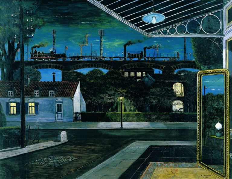 Paul Delvaux El viaducto 1963 Vacanze in Costa Brava? Per gli art-maniac c’è da vedere anche il nuovo Espai Carmen Thyssen. Sta a Girona, qui ci sono un po’ di immagini