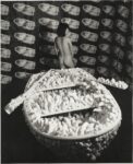 Yayoi Kusama posing in Aggregation...n paper Polka Dot Madness