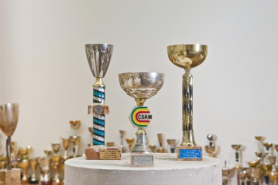 schirn 03 2.529 trofei sportivi in mostra a Londra. È un'opera di Alexsandra Mir