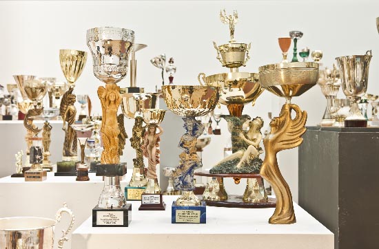 schirn 06 2.529 trofei sportivi in mostra a Londra. È un'opera di Alexsandra Mir