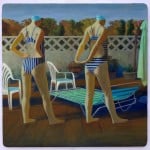 Benjamin Senior The Lido 2012 Egg Tempera on Cotton on Aluminium 45cm by 45cm The Bathers