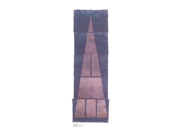 Tamburi 1 bronzo e tempera su carta nepal 1997 cm 250x75 La semplice complessità di Ennio Tamburi