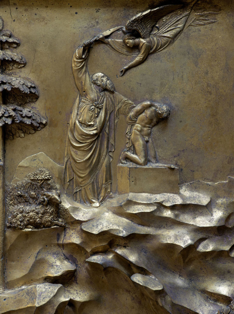 particolare della formella con Storie di Abramo dopo restauro Porta del Paradiso foto Antonio Torna a splendere a Firenze la Porta del Paradiso del Ghiberti, dopo 27 anni di restauro. Chiusa in una monolitica teca protettiva, Artribune ve la mostra in anteprima