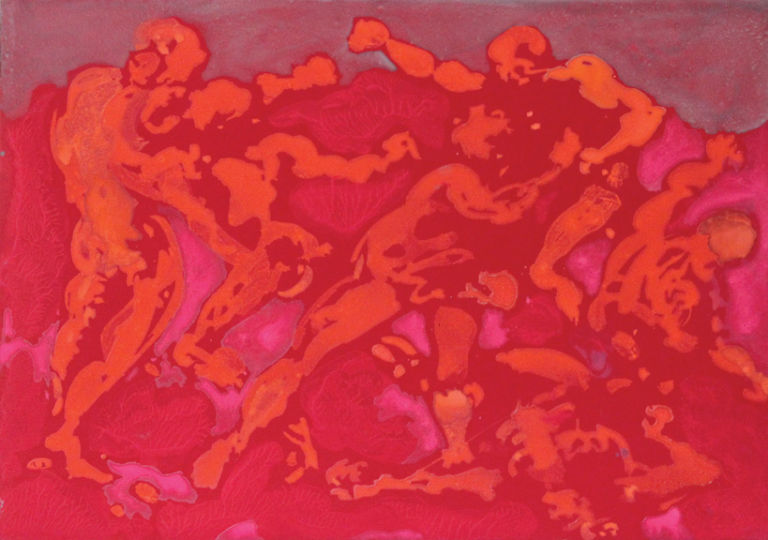 Gigantomachia 1973 acrilico su cartone incollato su tela 338 x 48 L’omaggio di Milano ad Aligi Sassu. Partendo dalle ceneri degli Uomini Rossi