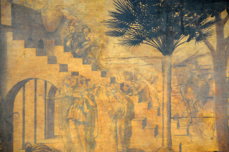 Leonardo Adorazione dei Magi 1481 82 part. photo Valentina Grandini Dietro la quinte di un capolavoro. Presentati a Firenze i primi risultati del restauro de L'Adorazione dei Magi di Leonardo, tanti dettagli nella fotogallery