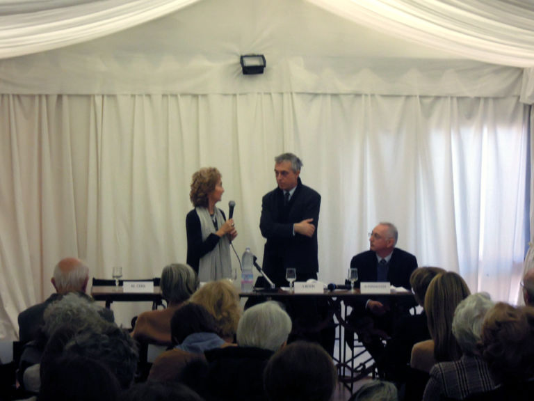 Annalisa Zanni e Stefano Boeri alla conferenza stampa Giovanni Bellini. Dall’icona all’historia