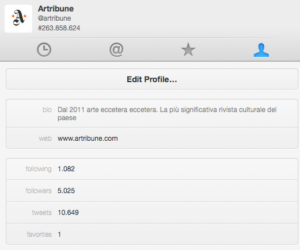 Cinquemila! Cresce il profilo Twitter di Artribune. Tra aggiornamenti tempestivi e dirette dagli eventi più interessanti, i follower sono diventati tantissimi