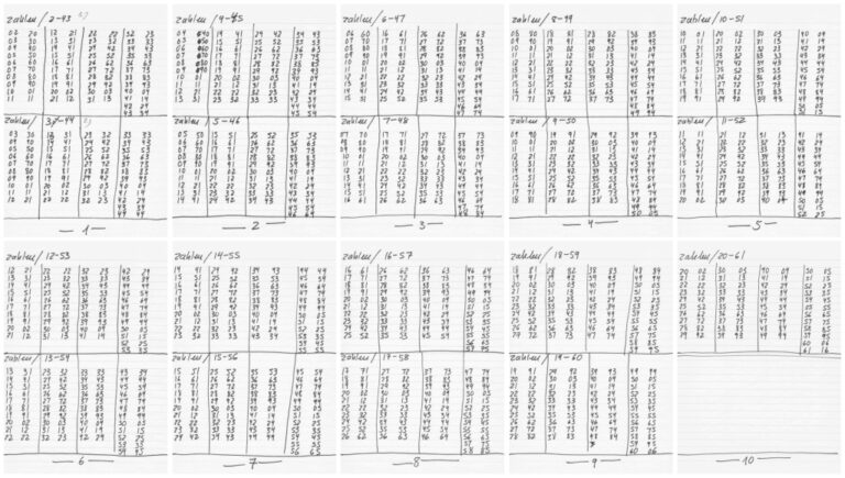 09 Hanne Darboven Senza titolo 1980 inchiostro su carta 10 fogli cm.295x21 ciascuno Courtesy P420 Bologna Hanne Darboven: scrivere senza descrivere