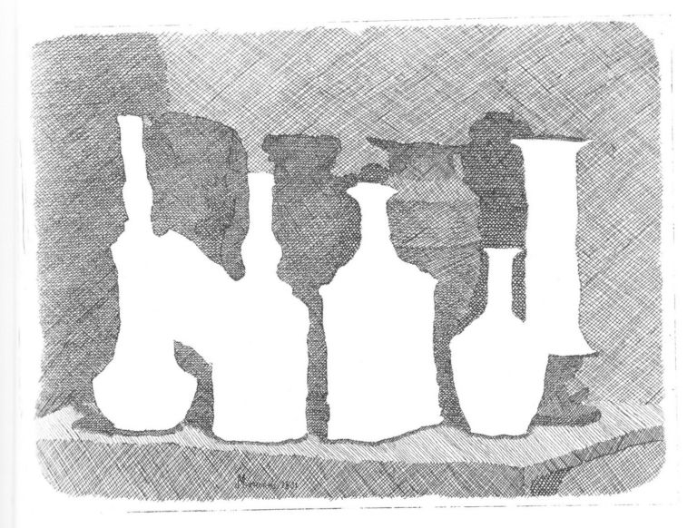 4. Estorick Morandi Still Life of Vases on a Table Morandi l’incisore. A Londra