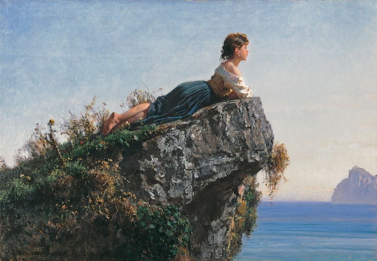 Filippo Palizzi La ragazza sulla roccia a Sorrento 1871 L'Ottocento secondo Eugenio Balzan