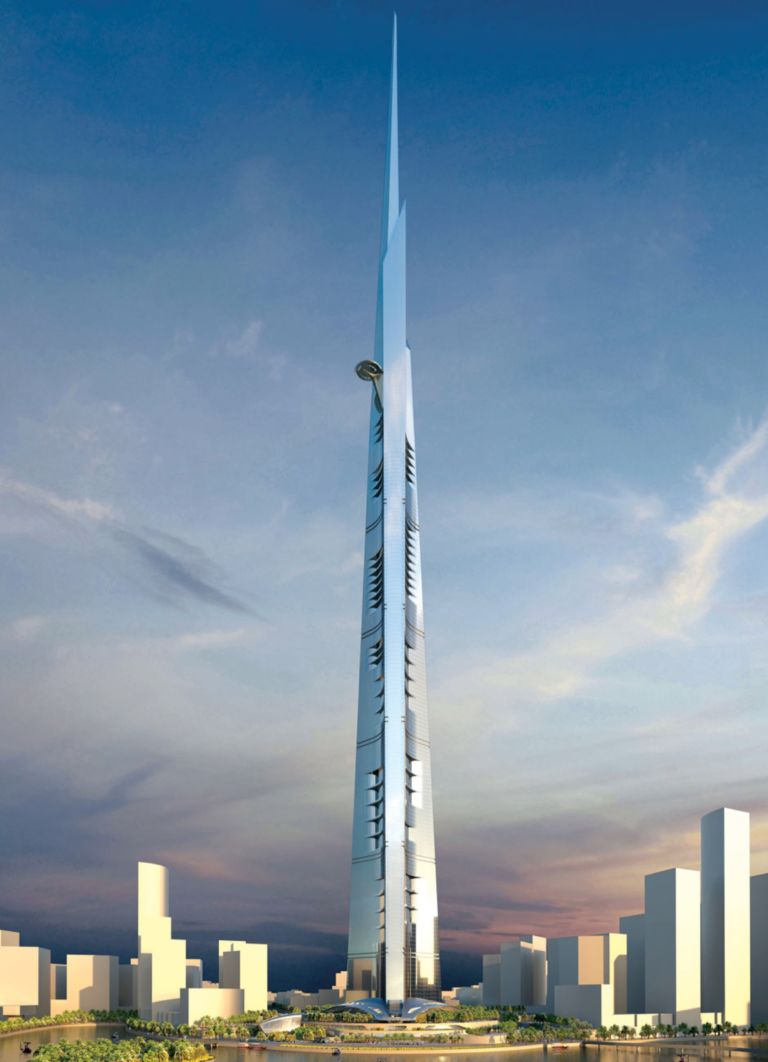 Il progetto della futura torre in Arabia foto Mace Art Digest: bunga bunga Roy Lichtenstein. Abitare un chilometro sopra il cielo. Peynet o Tracey Emin?