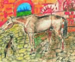 Antonio Ligabue Cortile con cavallo e cane 1960 1961 pastello a cera su carta intelata 44x53 cm Antonio Ligabue, la scaltra follia a Lucca