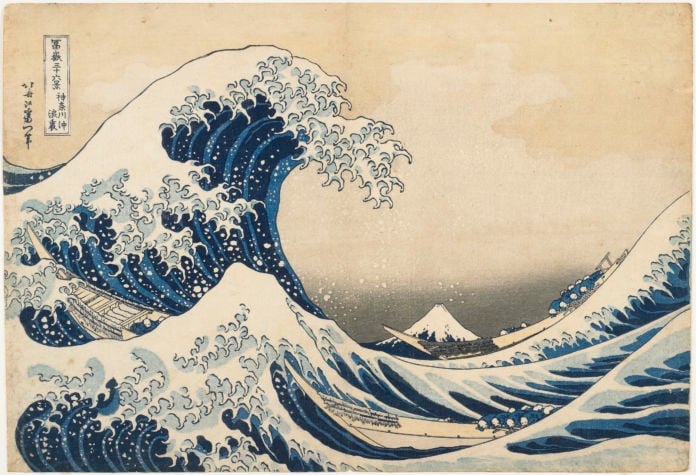 Katsushika Hokusai, La grande onda di Kanagawa (Kanagawa oki nami ura), dalla serie Trentasei vedute del Monte Fuji, 1831-34 - Courtesy Minneapolis Institute of Arts