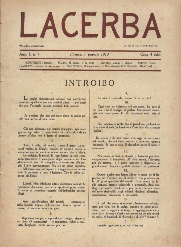 Lacerba primo numero 1° gennaio 1913