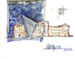 Libeskind MilitaryHistoryMuseum 2 2009 27.9x35.6 inchiostro su carta Archistar che disegnano. Libeskind a Roma