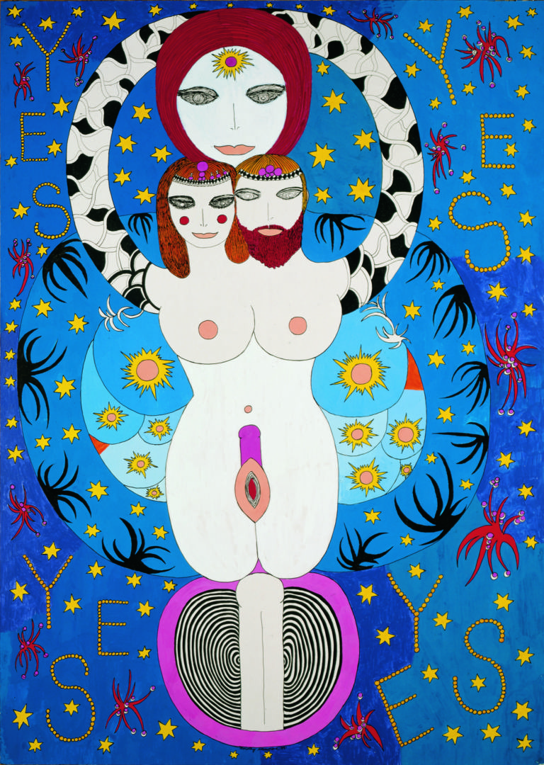 Dorothy Iannone Yes 1981 Gouache on synthetic board 142 x 101cm Photo by Jochen Littkemann Berlin Private collection Courtesy of the artist and Air de Paris Paris Dorothy Iannone, fra arte e vita