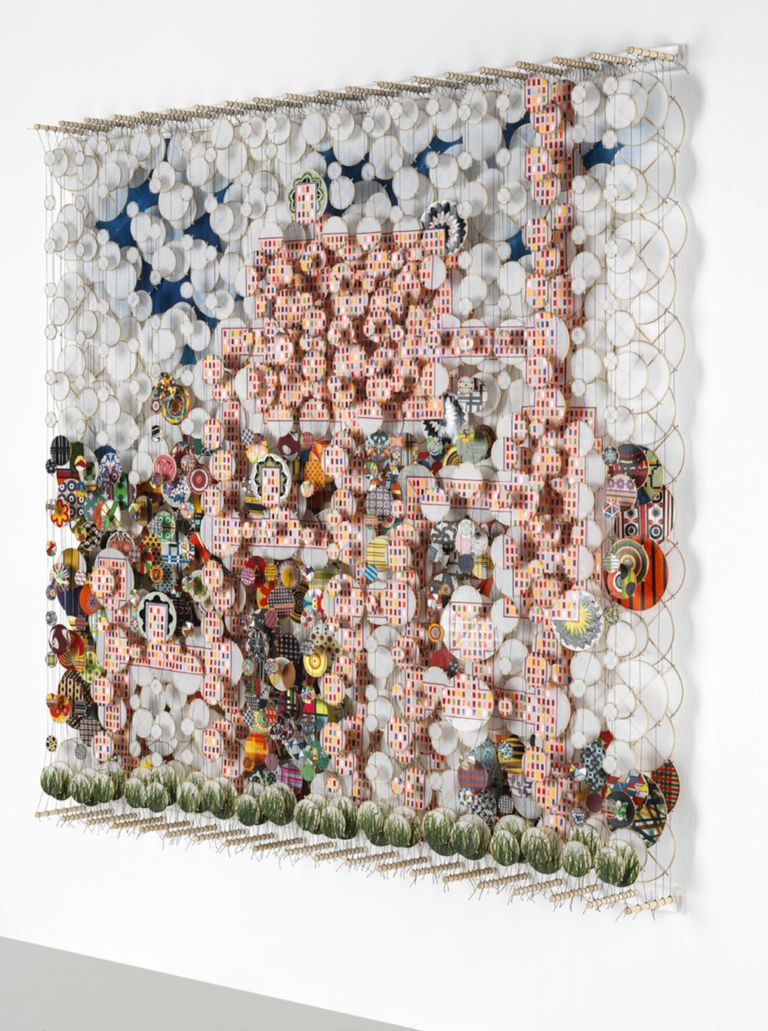 Jacob Hashimoto Kingdoms Corridors and Desire 2011 e1365624843497 Un sottile filo rosa. Tutti attorno a Spalletti