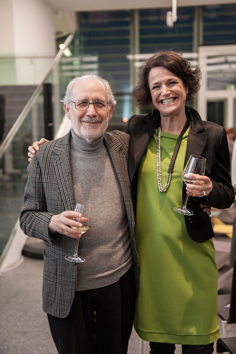 Marcello Jori, La Gara della Bellezza, veduta dell'inaugurazione presso Museion, Bolzano 2013 - Letizia Ragaglie ed Emilio Isgrò - photo Luca Meneghel