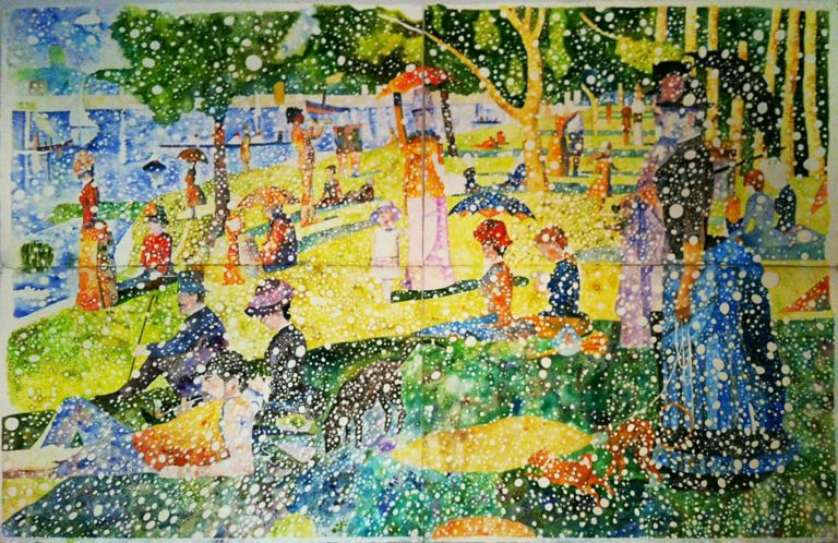 Marcello Jori Un dimanche après midi à l’Île de la Grande Jatte sotto la neve 2012 Courtesy Fondazione Marconi Milano Se Marcello Jori porta Seurat sotto la neve